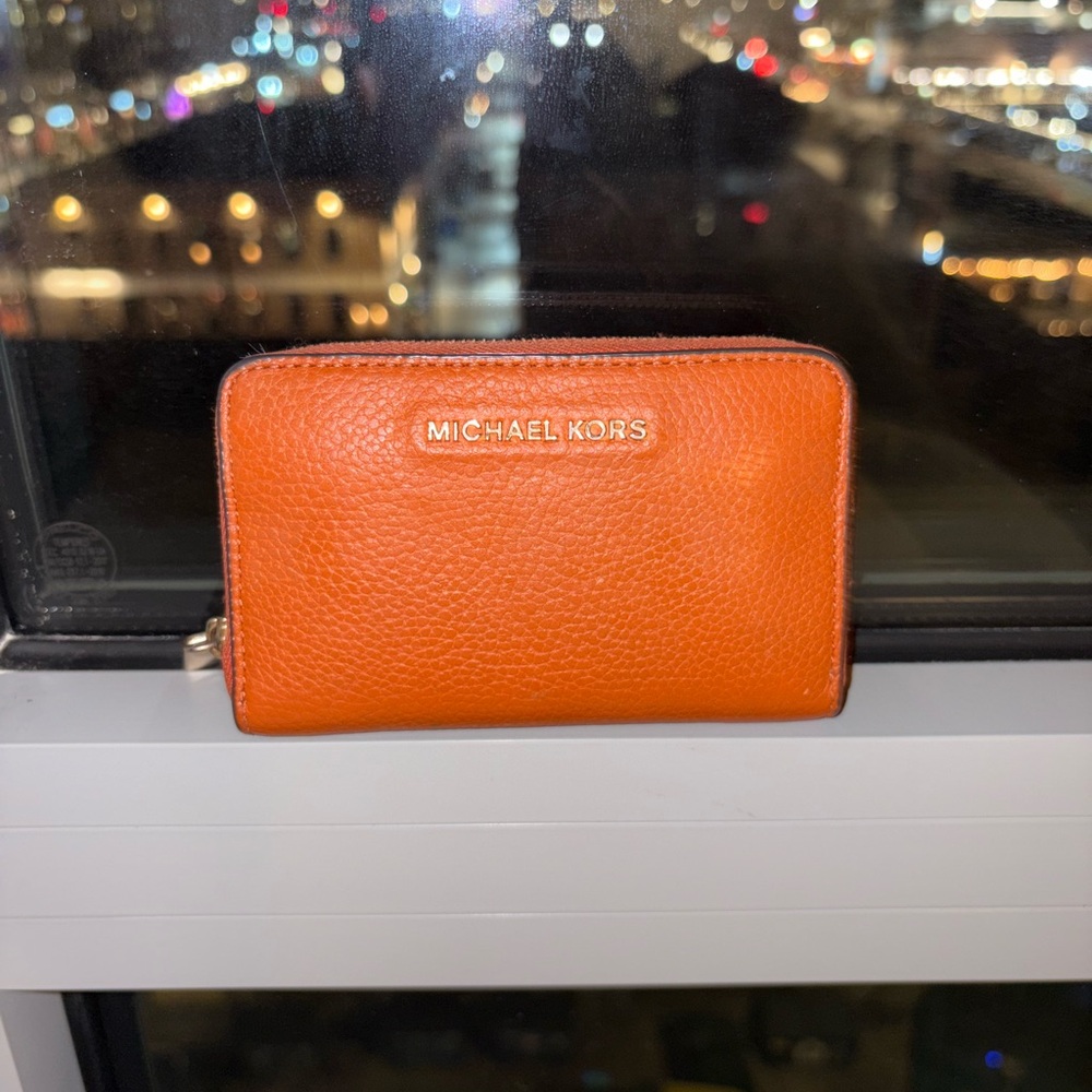 Michael Kors Vibrant Orange Leather Wallet